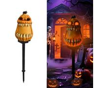 YZYOE Lumière au sol de tête de citrouille alimentée par le soleil, lampe de décoration d'atmosphère extérieure LED Halloween,Lumière de paysage de cour de tête de citrouille en résine mignonne.