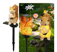 YZYOE Lumière de noix pin solaire d'écureuil, résine de décoration jardin mignonne lampe sol animale, lumières LED sans fil au crépuscule à l'aube imperméable.