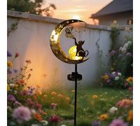 YZYOE Lumière de papillon de chat alimentée par le soleil, Belle lampe de sol d'animal décorée avec du fer forgé dans le jardin, Lumière LED sans fil au crépuscule à l'aube imperméable.