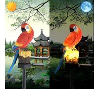YZYOE Lumière de perroquet rouge d'énergie solaire, résine de décoration jardin mignonne lampe sol animale, crépuscule sans fil à l'aube LED Sconce Lights imperméable.