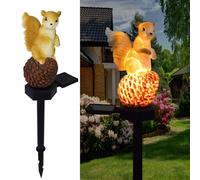 YZYOE Lumière d'écureuil de pinecone d'énergie solaire, résine de décoration jardin mignonne lampe sol animale, crépuscule sans fil à l'aube LED Sconce Lights imperméable.