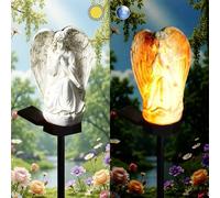 YZYOE Lumières d'anges blancs alimentées par le soleil, lampe de sol mignonne en résine décorative de jardin, crépuscule sans fil à l'aube des lumières LED imperméables.