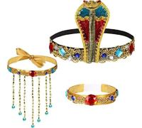 YZZT Lot de 3 accessoires de costume égyptien pour Halloween - Cobra égyptien - Cobra - Serpent - Perles - Coiffe méduse pour Halloween - Fête vintage