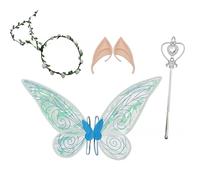 YZZT Lot de 4 ailes de fée, papillon et elfe, ailes de fée, ailes transparentes étincelantes avec bandeau à fleurs pour mariée, accessoires de fête à thème, séances photo pour femmes et filles