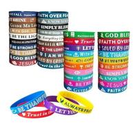 YZZT Lot de 40 bracelets en caoutchouc avec versets de la Bible - Cadeaux chrétiens pour homme et femme - Avec dictons inspirants - Bracelets religieux pour fête, église