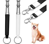 Yzzyemn Lot de 2 sifflets pour chien pour arrêter les aboiements des voisins, sifflets professionnels de dressage pour chien, outil de contrôle des aboiements avec cordon noir, sifflet à ultrasons