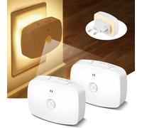 YzzYzz Lot de 2 Veilleuse Prise Électrique LED avec Détecteur de Mouvement, Rétroéclairage Doux pour Bébé Allaitement, Intensité & Couleur Réglable. Lampe Nuit Automatique Couloir Chambre Escalier