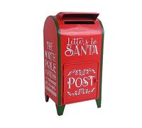 Z² BellaDecor Boîte aux Lettres Vintage en Métal Rouge Père Noël - Décoration de Noël Américaine