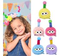 Z-CHARMMY Lot de 5 pinces à cheveux en forme de pompons duveteux pour filles, pinces à cheveux de dessin animé pour tout-petits, barrettes insolites de petit monstre, chaussettes de Noël pour enfants,