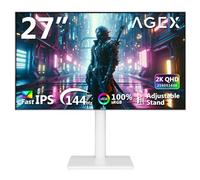 Z-Edge AGEX Ecran Gaming QHD 27 Pouces 144Hz 2K 2560x1440, Fast IPS, MPRT 1ms, Moniteur Blanc LED, 350 CD/m², FreeSync, HDR10, DP & HDMI, Réglable en Hauteur, Inclinable, Pivot et Rotation, Noir