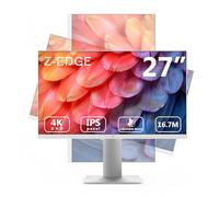 Z-Edge Ecran PC Blanc 27'' IPS 4K UHD (3840x2160), FreeSync, 75 Hz, Moniteur Bureau White 16:9, 2×HDMI2.0 & 2×DP1.4, 5ms, Hauteur Réglable/Vertical/Horizontal/Rotatif, VESA (DP Câble Inclus)