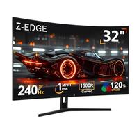 Z-Edge Ecran Pc Gamer Incurvé 32'' 240 Hz, 1ms, FreeSync, 1080P, Moniteur Gaming Lunette Ultra Fine, 1500R VA, Inclinaison Réglable, 2*HDMI2.0 & 2*DP1.4, RGB Lumière Respiratoire (Câble HDMI Inclus)