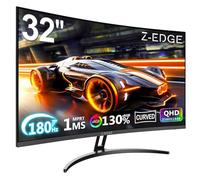 Z-Edge Écran PC Gamer Incurvé 32'' 2K QHD(2560x1440), 180Hz, 1ms, FreeSync, Moniteur Gaming 16:9, Inclinaison Réglable, 1500R VA, DP1.4 (180Hz), HDMI2.0 (144Hz), 3000:1, VESA 100 * 100mm