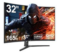 Z-Edge Écran PC Gamer Incurvé 32'' 2K QHD(2560x1440), 1ms, 165Hz, Moniteur Gaming 16:9, AMD FreeSync, Inclinaison Réglable, 1500R VA, 2×DP1.4 & 2×HDMI2.0, 3000:1, RGB, VESA 75*75mm(Câble HDMI Inclus)