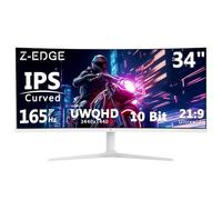 Z-Edge Ecran PC Gamer Incurvé Blanc 34'', 3440x1440, Dalle IPS, 165Hz (DP1.4), 96% DCI-P3, FreeSync, G-Sync, 120% sRGB, Moniteur Ultrawide 21:9, Hauteur/Inclinaison Réglable, Rotatif, 100Hz(HDMI2.0)