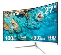 Z-Edge Ecran Pc Incurvé 27 Pouces, 100Hz, FHD 1080P (1920x1080), Ecran Bureau Blanc avec HDMI Câble, 1800R VA sans Cadre, Moniteur Gaming, 178° Angle Vue, Inclinaison Réglable, VG HDMI, Eye-Care