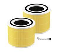 Z/F Pet Care Lot de 2 filtres de rechange pour purificateur d'air LEVOIT Core 300 et Core 300S, charbon actif haute efficacité, HEPA 3 en 1, Part Core 300-RF-PA, jaune