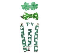 Z&H Lot de 3 bretelles, lunettes, nœud papillon, bretelles, ensemble Saint Patrick.