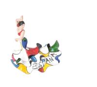 Z&H T2 Multicolore - Figurine décorative danseuse de flamant rose, statuette en céramique peinte à la main, multicolore