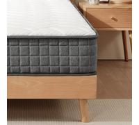 Z-hom Matelas hybride en mousse et à ressorts, gris et blanc, fermeté moyenne, épaisseur 20 cm, tissu tricoté ignifuge avec spirales à poches (double (135 x 190 x 20 cm)
