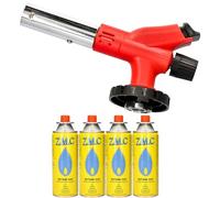 Z.M.C Brûleur à gaz 1,0 kW + 4 cartouches de gaz de 227 g - Brûleur à flamme jusqu'à 1300 °C - Chalumeau Bunsen - Chalumeau de cuisine avec flamme réglable - Embout brûleur