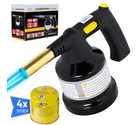 Z.M.C Brûleur à gaz 1,3 kW + 4 cartouches de 190 g Bunsen - Jusqu'à 1350 °C - Soudure - Cuisinière réglable - Allumage