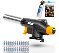 Z.M.C Brûleur à gaz + 24 cartouches de gaz 227 g, chalumeau de soudage jusqu'à 1300 °C, chalumeau Bunsen 1,3 kW, chalumeau de cuisine avec flamme réglable