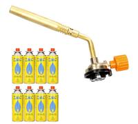 Z.M.C Brûleur à gaz polyvalent 1,65 kW + 8 cartouches de gaz de 227 g, chalumeau à souder jusqu'à 1371 °C, chalumeau de soudage brûleur Bunsen avec flamme réglable, dispositif de brûlage lampe à