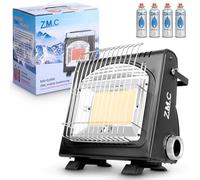 Z.M.C Chauffage à gaz portable 2 en 1 + 4 cartouches de gaz de 227 g - Chauffage de camping en céramique - 1,7 kW - Chauffage à gaz pour l'extérieur et l'intérieur - Chauffage mobile avec allumage