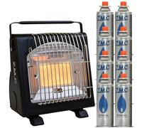 Z.M.C Chauffage à gaz portable 2 en 1 et réchaud à gaz + 8 cartouches de gaz de 227 g, chauffage de camping 1,7 kW, source de chaleur parfaite sans électricité, pour extérieur, terrasse, radiateur