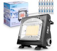 Z.M.C Chauffage portable 2 en 1 et réchaud à gaz + 12 cartouches de 227 g, chauffage en céramique pour camping de 1,7 kW, pour extérieur et intérieur, chauffage mobile