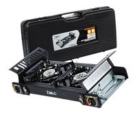 Z.M.C Réchaud à gaz de camping Premium 2 feux - Réchaud de camping avec sécurité d'allumage pour l'extérieur et l'intérieur - Réchaud à gaz double avec allumage piézoélectrique - Table de balcon