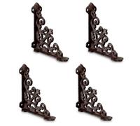 Z metnal Lot de 4 supports d'étagère en fonte de 10,2 x 10,2 cm, supports d'angle décoratifs robustes pour étagères flottantes, support de boîte aux lettres en métal marron vintage, décoration murale