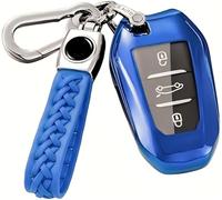 Z.MYUKI 【4 Couleurs】 3008 GT Line SUV Coque clé avec Porte Clef pour Peugeot 5008 Phase 2 2017-2022 2023 Accessoire Protection cle (Gris-Bleu)