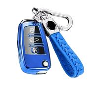 Z.MYUKI 【5 Couleurs】 Q2 S Line Sport Coque clé avec porte Clef pour Audi Q2 2017-2022 2023 Accessoire original Protection clé (Bleu)