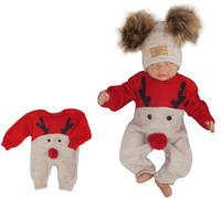 Z&Z Combinaison de Noël en tricot Baby Reindeer, rouge, taille 80