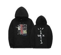 (Z0924*black,L)Cactus Jack Hoodie Men Women Double-sided Logo Print Look Mom I Can Fly Travis Scott Hoodies Unisex Fashion Hip Hop Streetwear