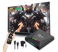 Z1 Max Boîtier TV Android 10.0 2025, Chaînes Internet Smart Box 4K Ultra HD pour TV avec WiFi 2,4 GHz + 5 GHz, Quad-Core H618, USB 2.0, Télécommande Vocale Bluetooth, Compact et Puissant