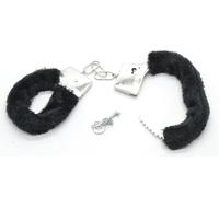 Z1 Menottes en métal avec peluche noire, accessoire pour déguisement de police et de sécurité. femme, infirmière, médecin