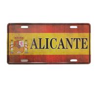 Z1 Plaque décorative Alicante Espagne, motif drapeau espagnol avec blason, 15,5 x 30 cm