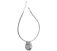 Z37 Scops Collier avec pendentif chouette en étain Cordon noir fait main 45,7 cm réglable