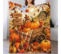 Z3E5T2G7 Couverture jetée Microfibre imprimée 3D récolte Automne Douce déco | 70×80inchmicrofibre douce toucher peluche chaleur légère canapé lit déco automne motif citrouille style ferme idée cadeau