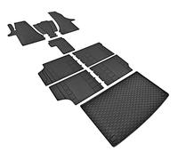 Z4L Lot de tapis de sol en caoutchouc et bac de coffre pour VW T6.1 Transporter/Caravelle 8 sièges 2019-2022 | L1 + Tunel