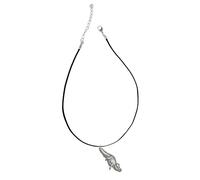 Z51 Collier avec pendentif crocodile en étain Cordon noir Fait main 53,3 cm réglable