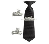 Z54 Diploma Scroll Fine English Pewter Set avec pince à cravate crocodile et boutons de manchette