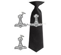 Z96 Coffret cadeau marteau de Thor en étain avec pince à cravate et boutons de manchette