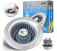 Zaa Filtre de vidange Moderne 3 en 1 en Acier Inoxydable avec Panier Anti-encrassement, Compatible avec Trou de vidange d'évier Standard américain de 8,9 cm, argenté