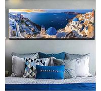 Zaafeen 5D Diamond Painting,Images de Peinture de Diamant Grèce beau paysage DIY Broderie Diamant Kits complet,pour Adulte et Enfant Artisanat Décor Murale À La Maison,60x120cm/24x48in