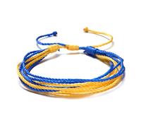 Zaagot Bracelet national bleu et jaune fait main en corde tressée 7#