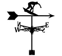 ZAANU Girouette en métal Noir avec Silhouette de Surf, Installation sur Le Toit, indicateur de Direction du Vent pour Garage, coupole, Grange, Jardin, terrasse, Ferme, clôture, tonnelle,